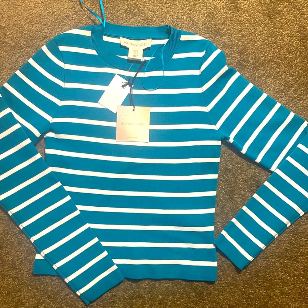 Happily grey striped ribbed top